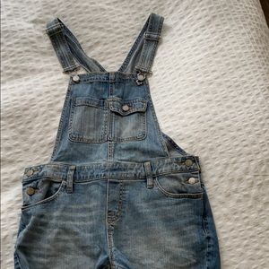 Denim Overall Shorts, Light Wash